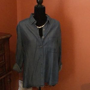 Denim look 100% tencel button down shirt